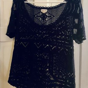 ANTHROPOLOGIE | Short Sleeve Lace Blouse